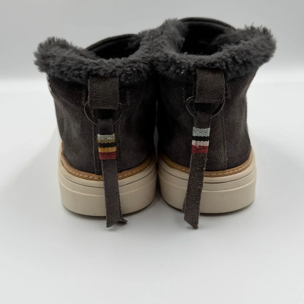 TOMS Jutti Suede Faux Fur Lined Slip On High Top‎ Sneakers Grey Womens 8.5